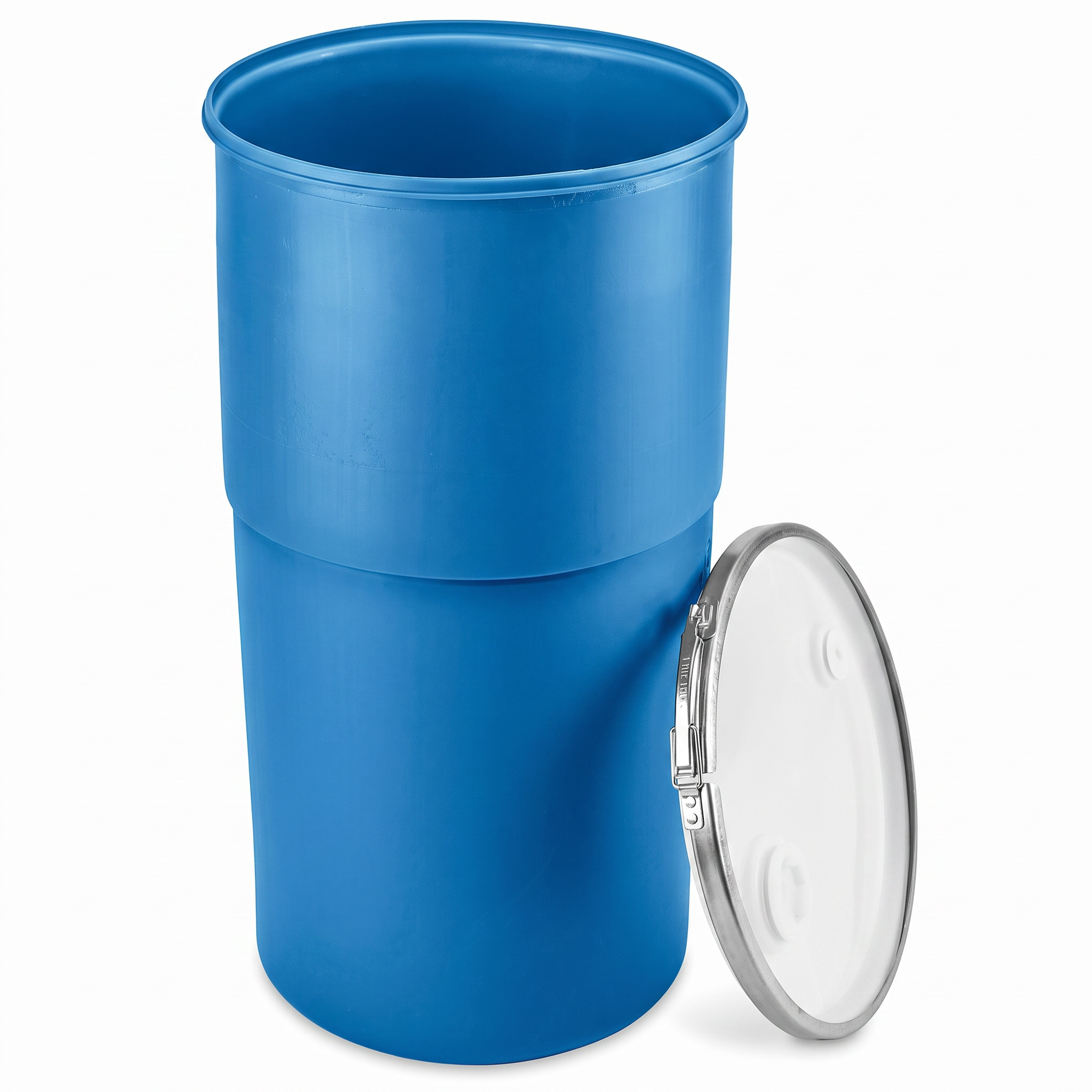 15 Gallon Plastic Drum Open Head with Lever Lock Lid Blue