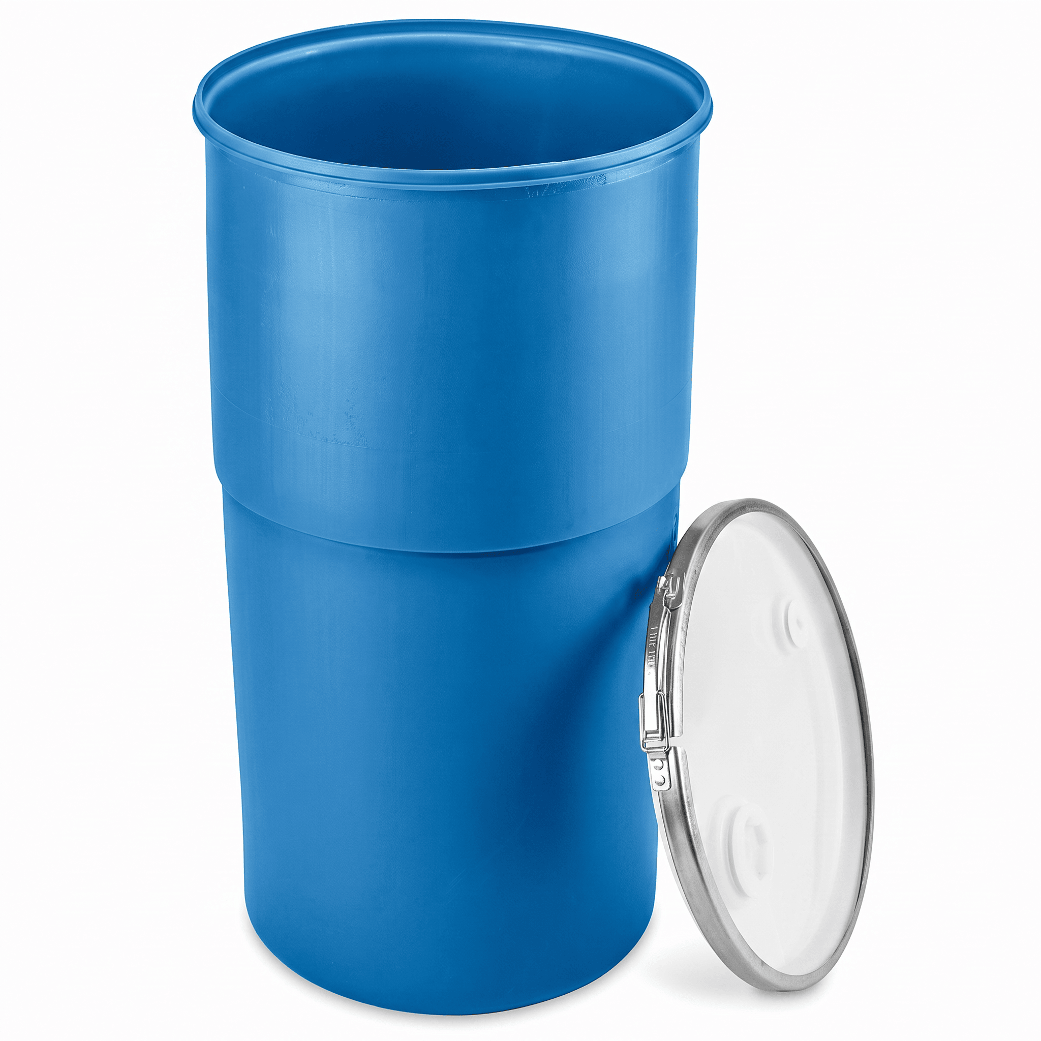 15 Gallon Plastic Drum Open Head with Lever Lock Lid Blue