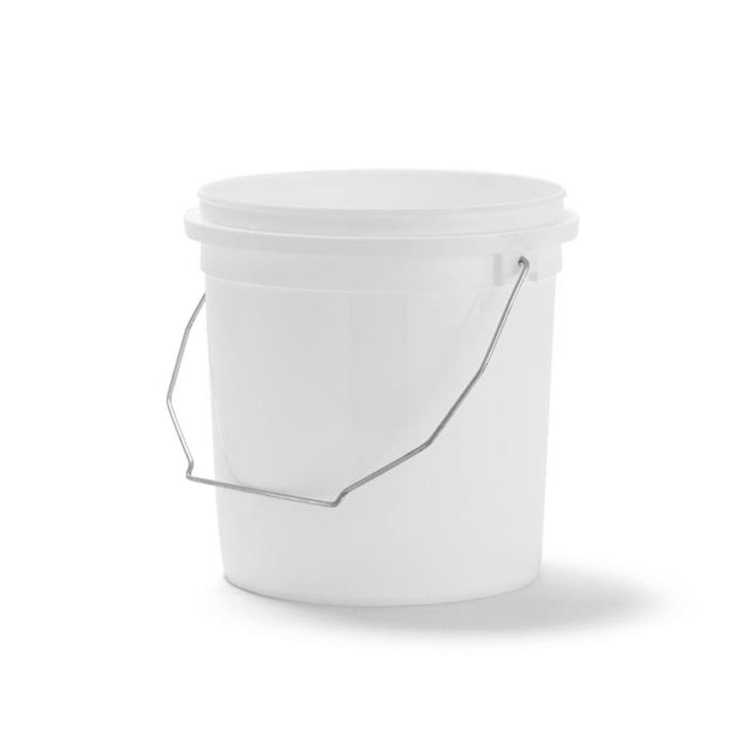 A 1 Gallon 51 Mil BPA-Free Food-Grade Pry-Off Bucket with wire handle (T704128PRW), shown on a white background. Sold as a case of 90.