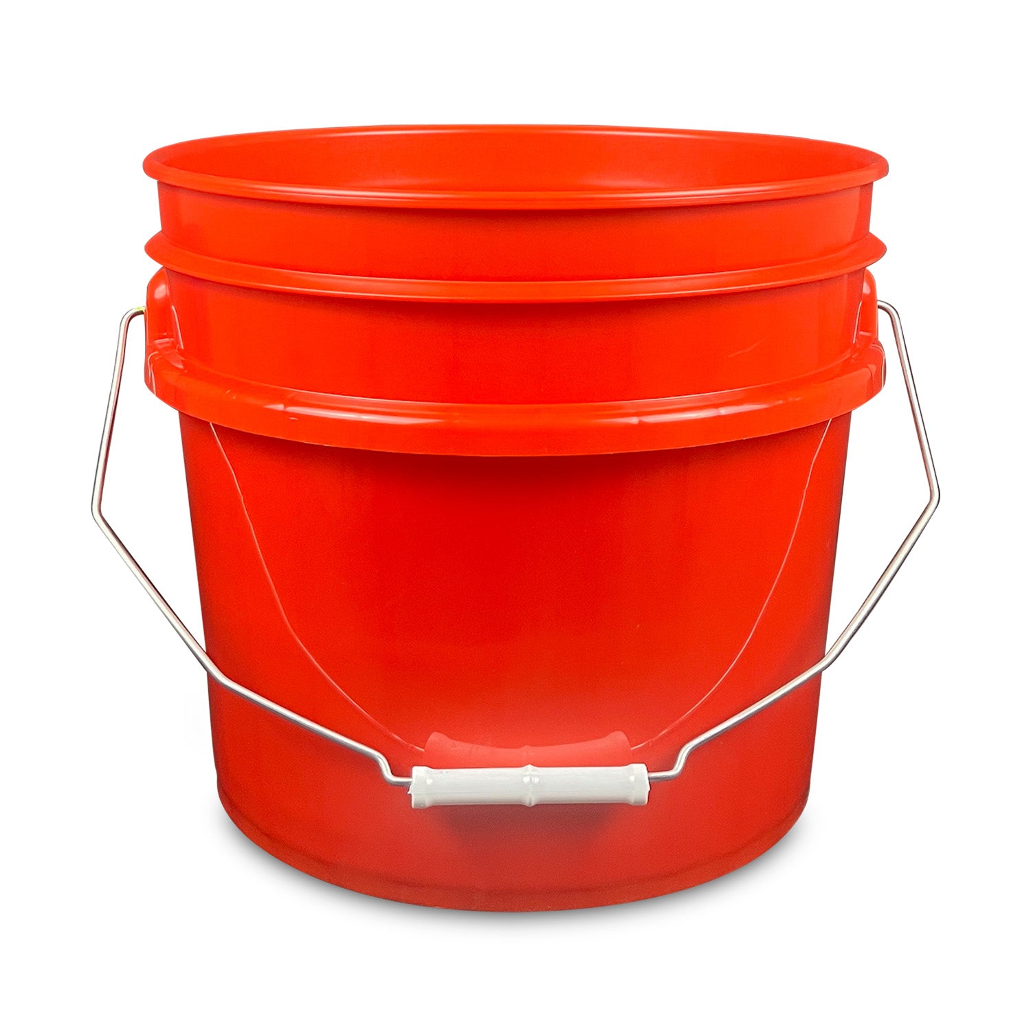 A 3.5-gallon BPA-free food-grade plastic bucket in bright red with a durable wire handle, shown on a white background.