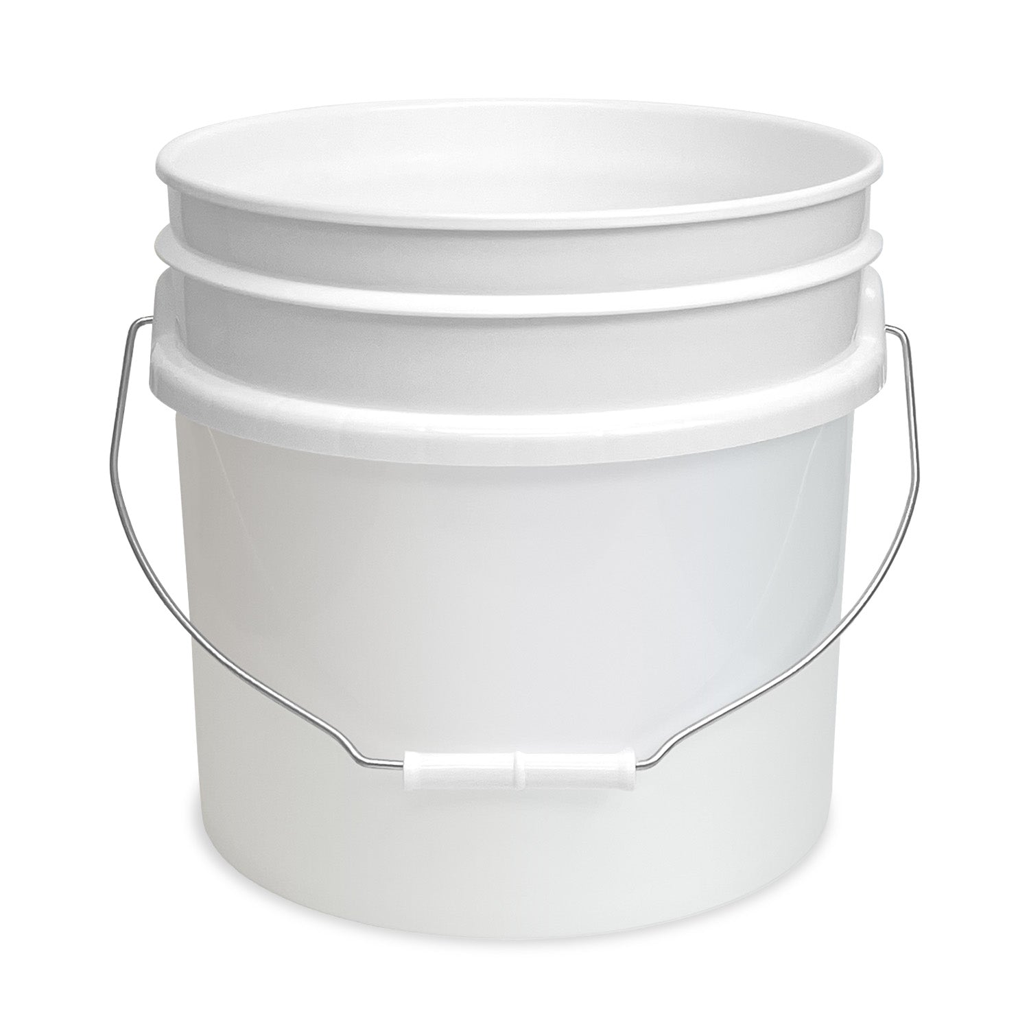 A 3.5 Gallon 90 Mil BPA-Free Food-Grade Bucket with a wire handle, white grip, and plain white design is shown against a white background.