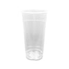 A 32 oz. BPA-Free clear plastic disposable cup from a case of 700 is standing upright on a white background.