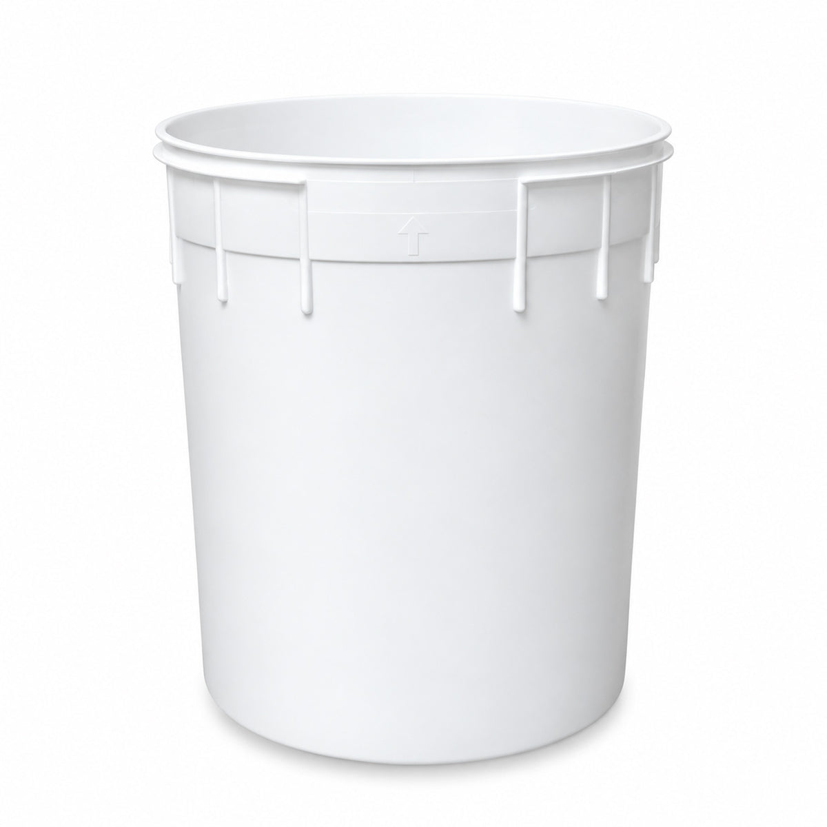 A plain, white, cylindrical 3-gallon BPA-free food-grade ice cream container with no lid, shown against a white background.