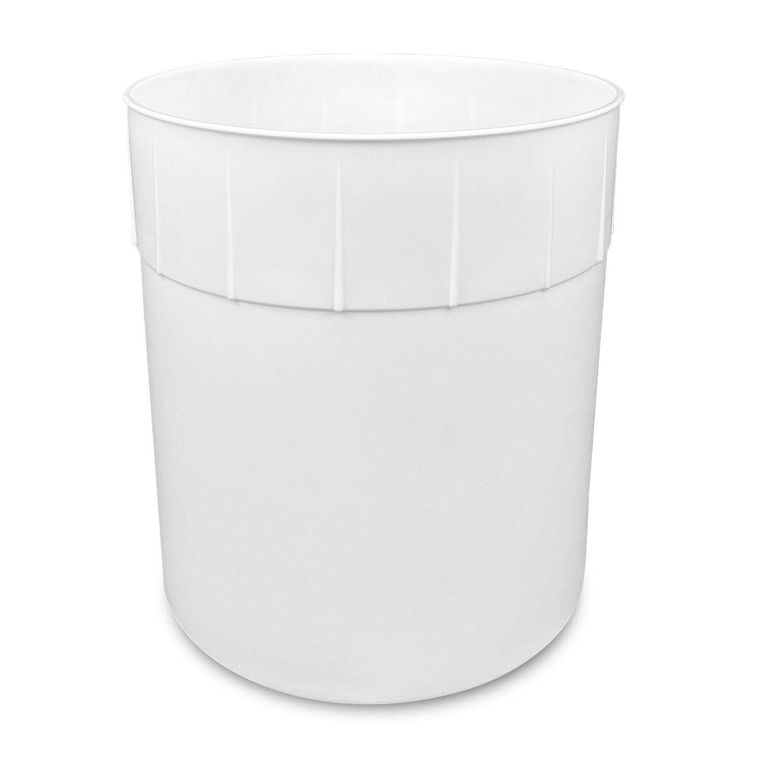 A 3 Gallon BPA-Free Food-Grade Freezer-Safe Ice Cream Container (1 Count), plain white with vertical grooves near the rim and a smooth surface, is displayed against a white background.
