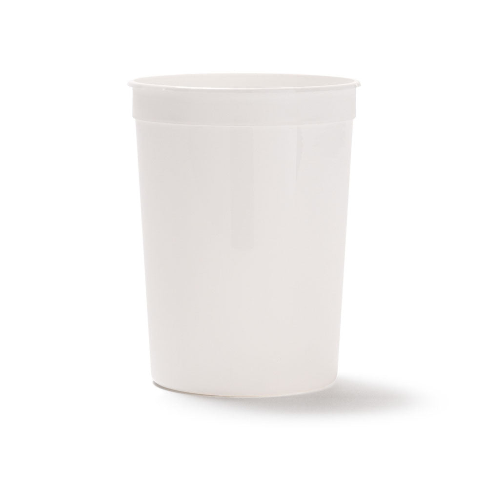An 86 oz BPA-Free Food-Grade Container (T51386CP), cylindrical and white, is displayed against a white background with a slight shadow on the right side. Sold as a case of 216.