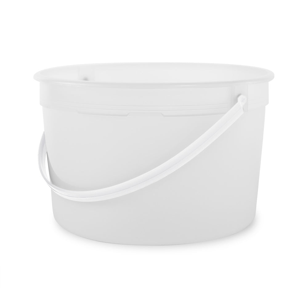 A 1 Gallon BPA-Free Food-Grade Freezer-Safe Bucket (T808128B) with a matching white handle, displayed on a white background; available as a case of 120.