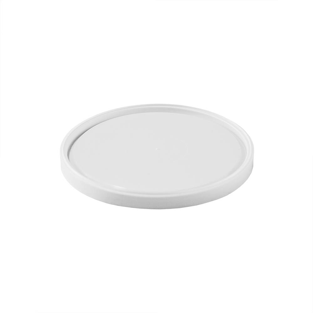 A BPA-Free Food-Grade Freezer-Safe Lid (L410 + L410RTR) is shown lying flat against a white background. Sold in cases of 500–1000.