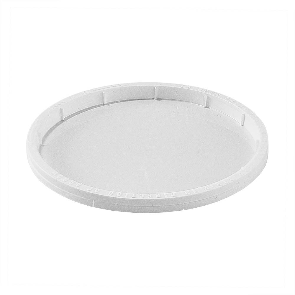 BPA-Free Food-Grade Round Lids (L607), case of 200: plain, round white plastic lids with a slightly raised edge and small ridges on the rim, shown against a white background.