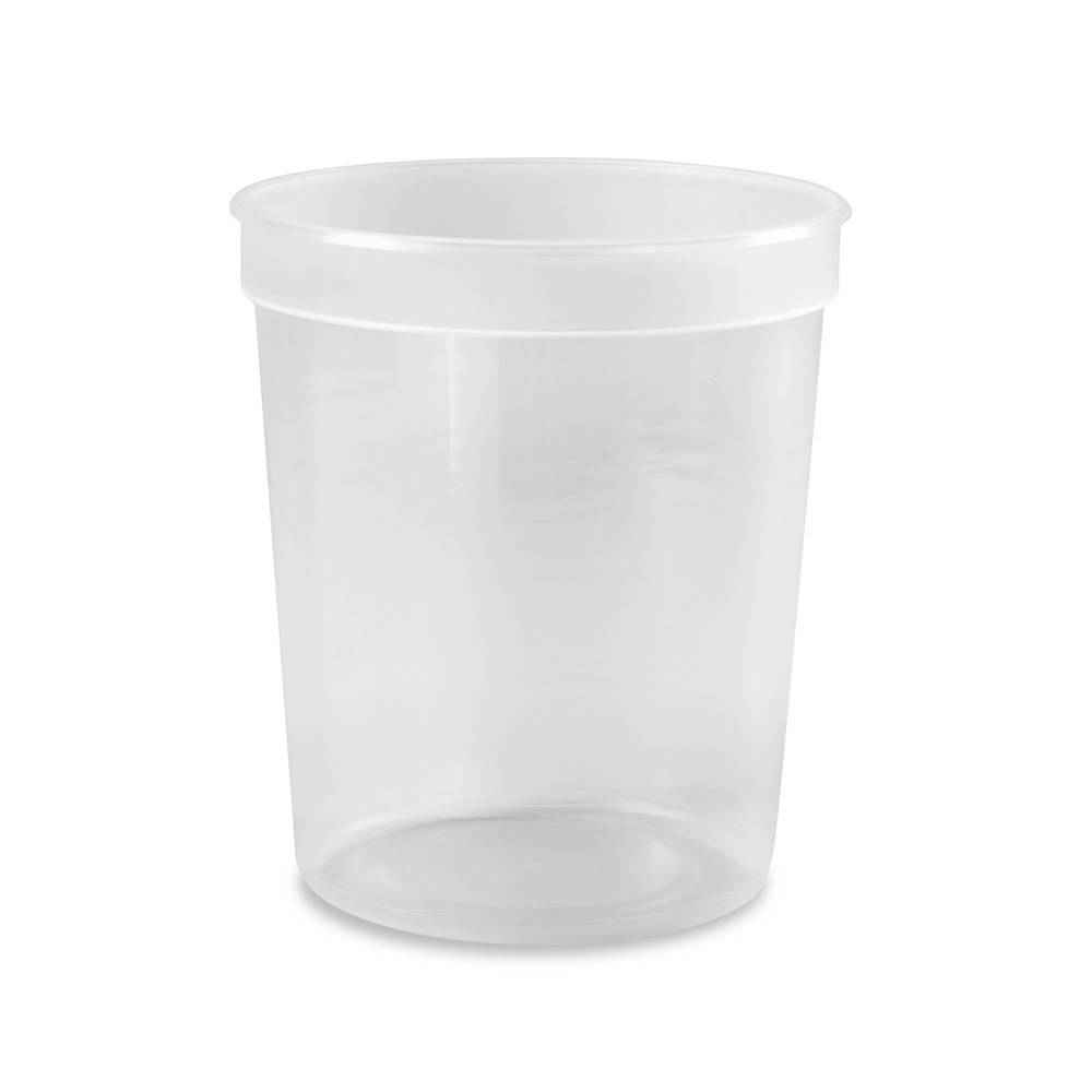 A 1/4 gallon (32 oz.) BPA-free, food-grade tall round container (T41032TCP) without a lid, shown empty with a wide opening on a plain white background. Case of 500.