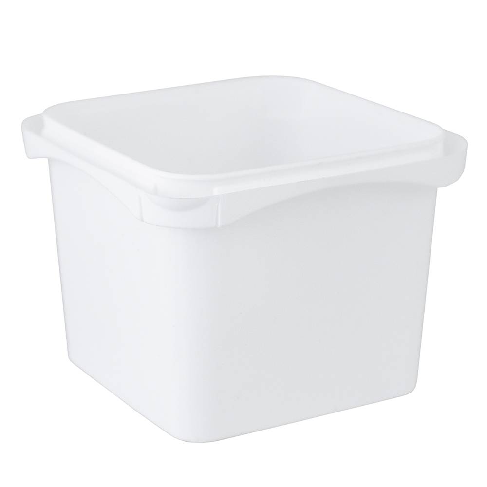The 16 oz. BPA-Free Food-Grade SelecTE Tamper-Evident Square Container (T4X416IMLCP), shown with a snap-on lid against a white background, is a plain white plastic container. Sold in cases of 720.