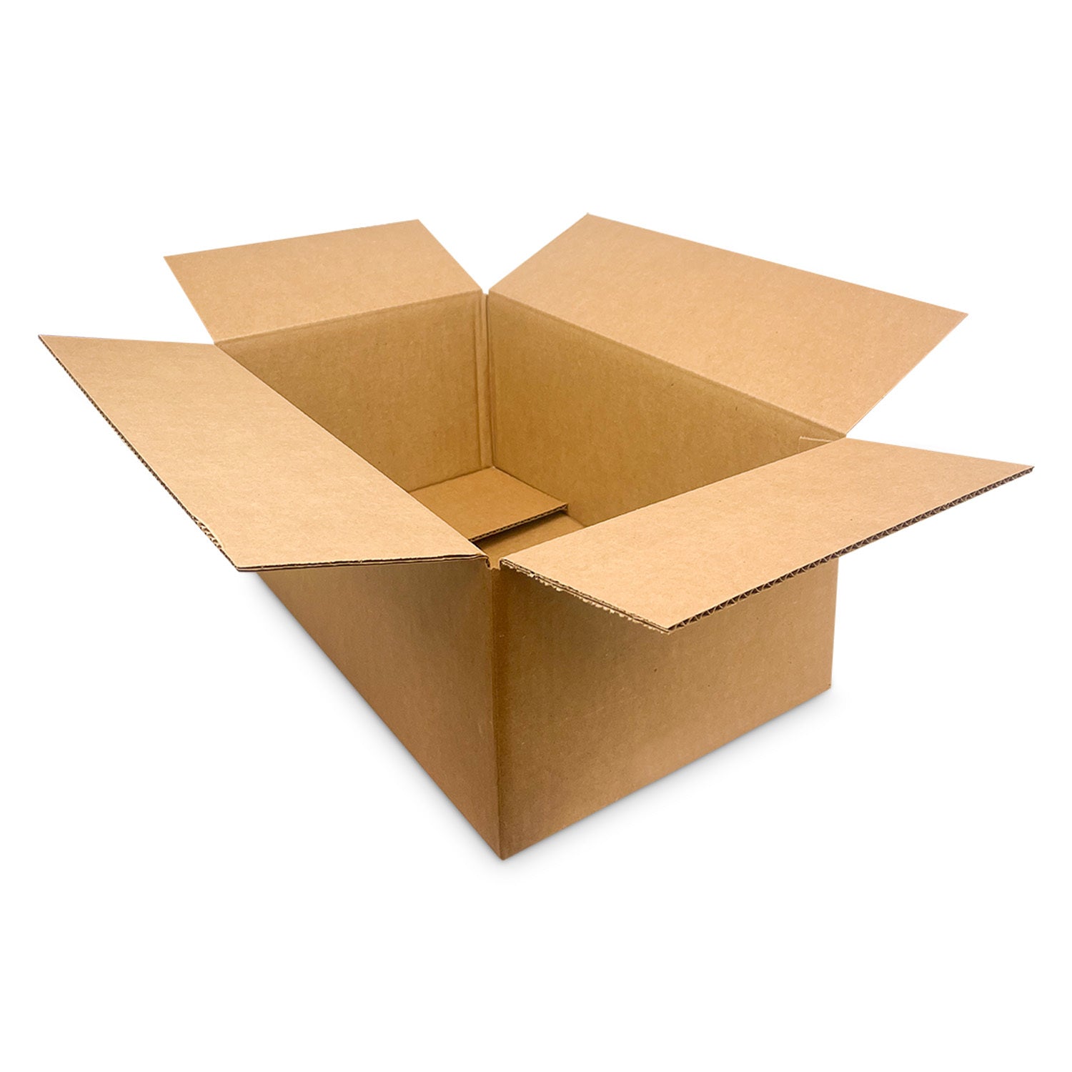 A case of 10 corrugated boxes (20x12x8, 32 ECT) with open flaps folded outward, shown on a white background.