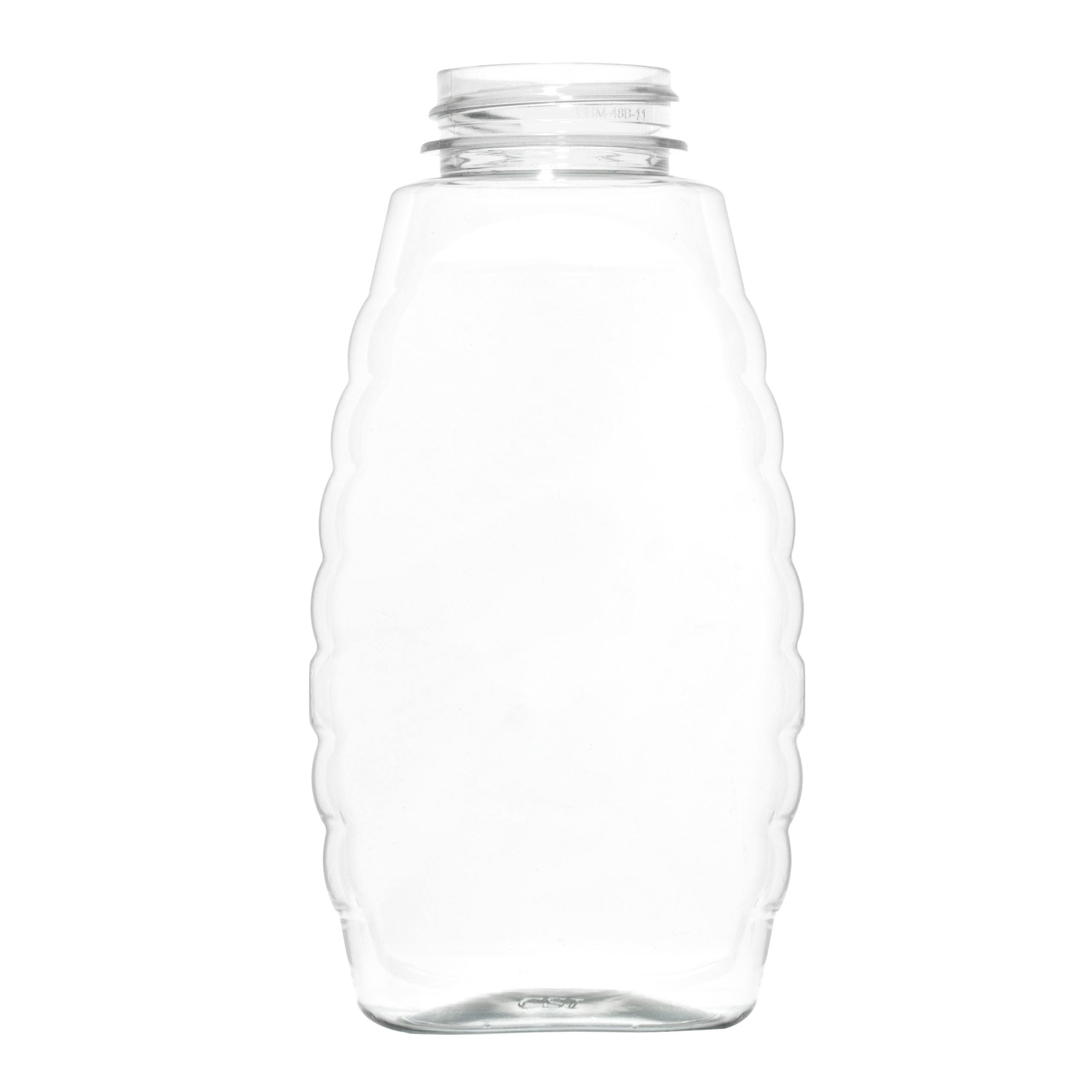 12 oz. PET Inverted QueenLine bottle (38/400 Standard) featuring a wide mouth and vertical ridges along its sides, shown empty against a plain white background.