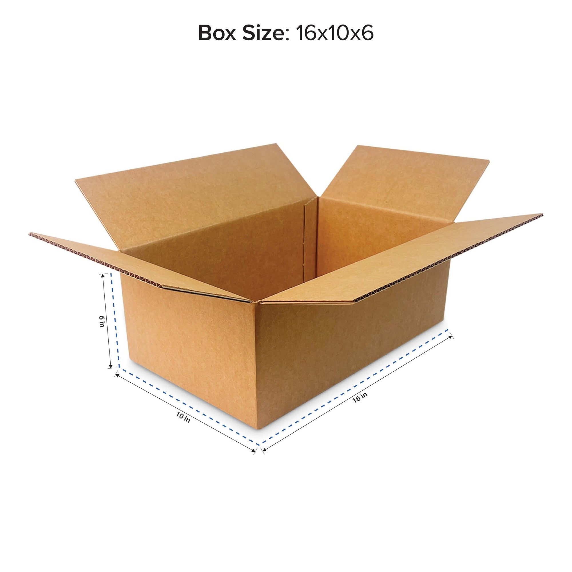 16x10x6 Corrugated Boxes (32 ECT-C) - 25 Pack