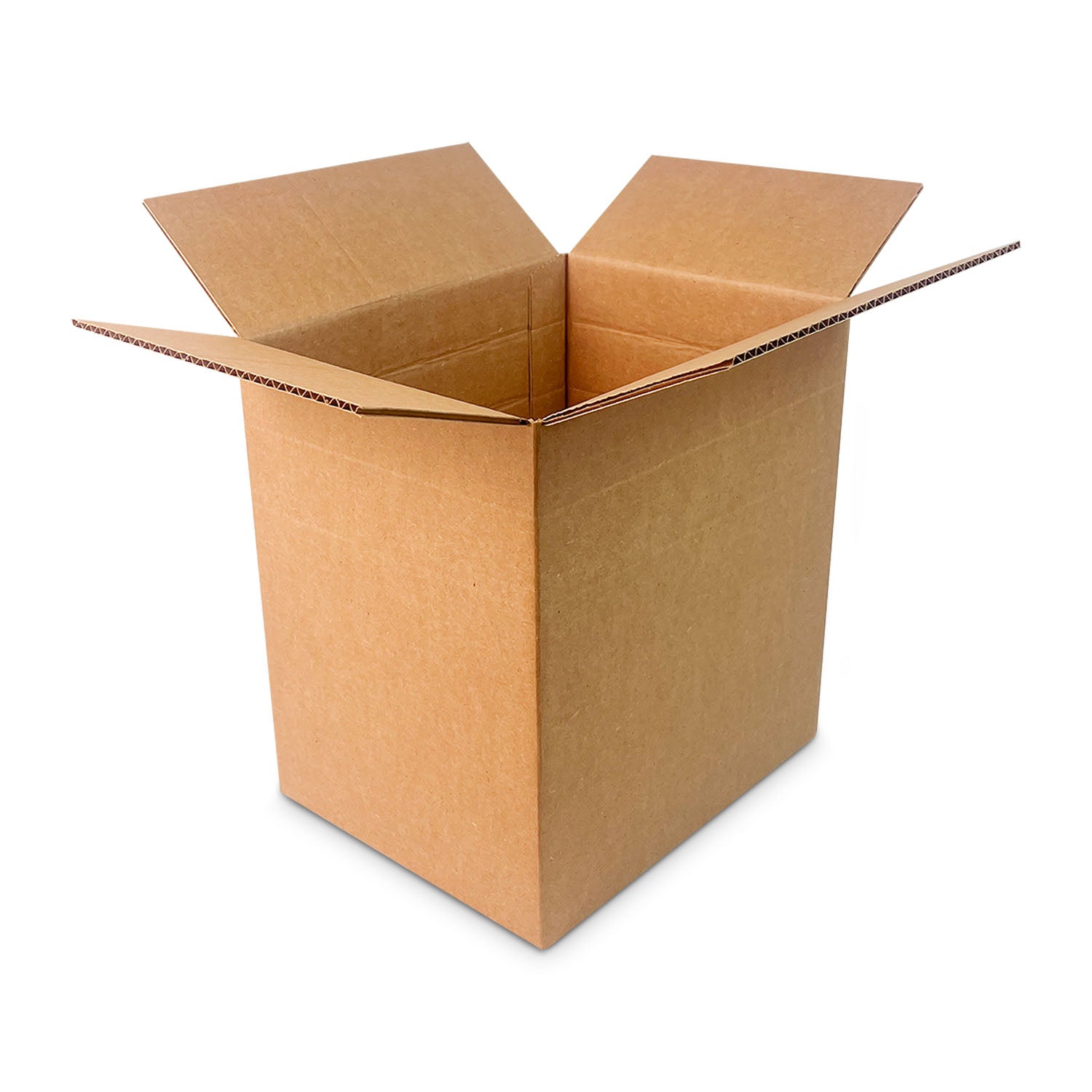 An 11.25x8.75x12/10/8 Multi Depth Corrugated Box (32 ECT) from a case of 25, shown upright with open flaps on a white background.