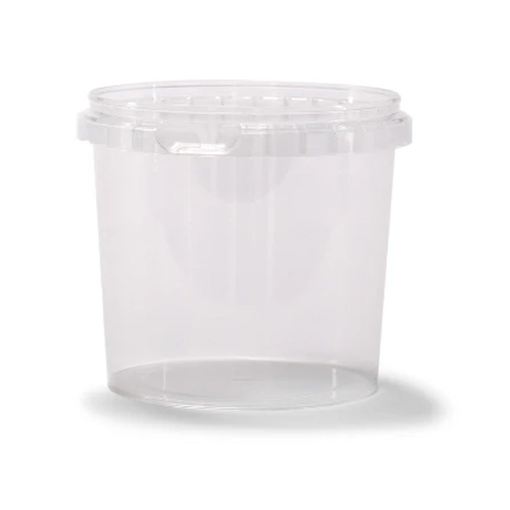 The 24 oz. BPA-Free Food-Grade UniPak Tamper-Evident Round Container (T40424UPTRCP), shown empty with a snap-on lid against a white background. Sold as a case of 500.