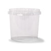 A 24 oz. BPA-free food-grade UniPak tamper-evident round container (T40424UPTRCP) with snap-on lid, shown empty against a plain white background. Sold by the case of 500.