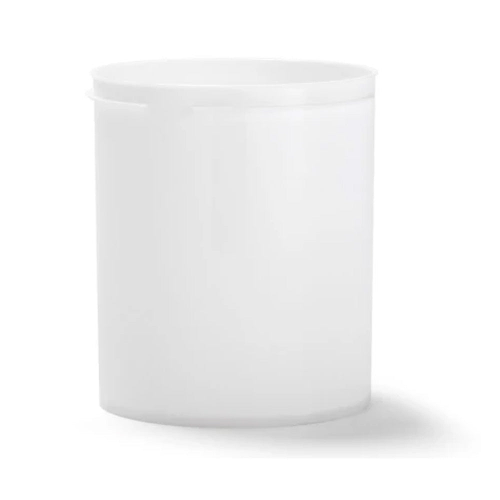 The 36 oz. BPA-Free Food-Grade RingSafe Straight Wall Container (case of 1016) is a plain, translucent white commercial-grade container without a lid, ideal for efficient food storage and organization.