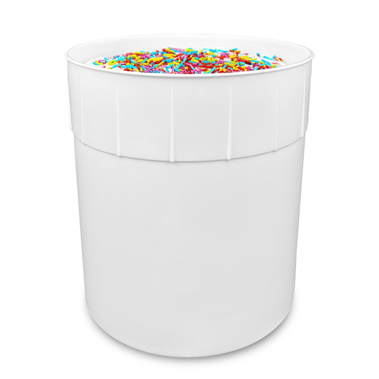 3 Gallon (384 fl. oz.) White HDPE Plastic Round Ice Cream Container