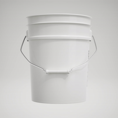 White BPA Free Food Grade 5 Gallon Bucket With Gray Background