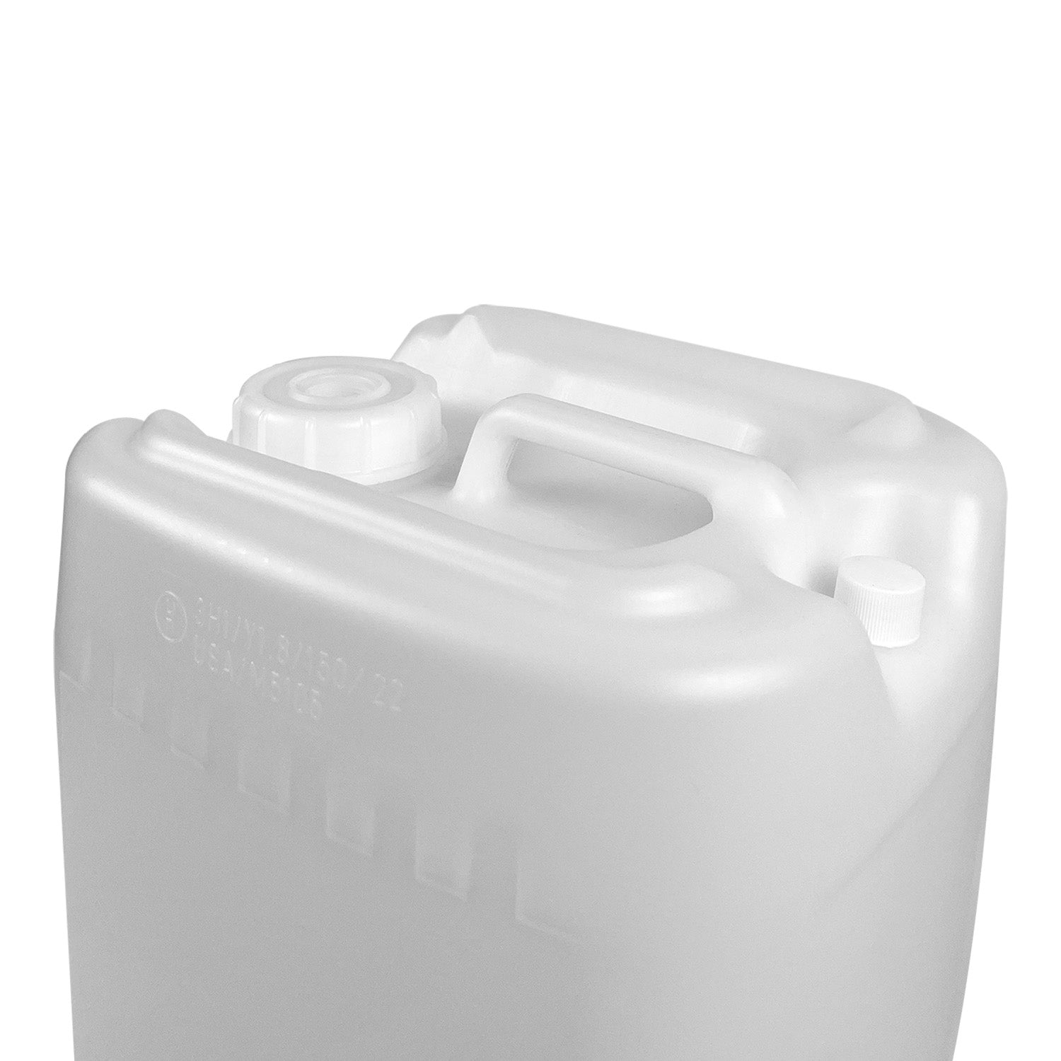 A close-up view of the 5 Gallon UN-Rated Rectangular Tight Head jerry can with a handle, set against a plain white background. Cap is sold separately.