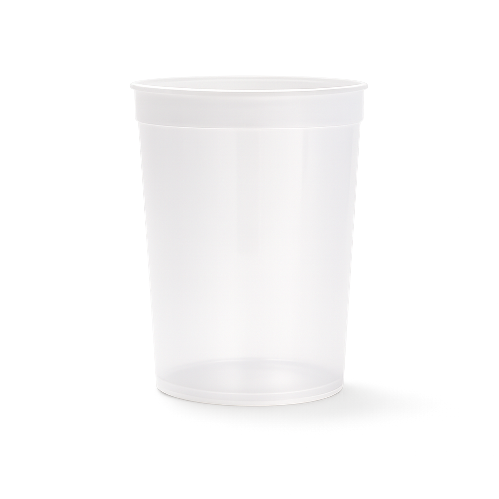 An 86 oz BPA-free food-grade container (T51386CP) with a white rim is shown empty against a plain white background. Case of 216.