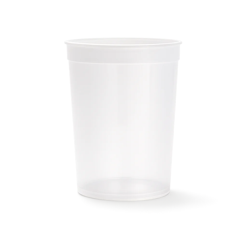An 86 oz BPA-free food-grade container (T51386CP) with a white rim is shown empty against a plain white background. Case of 216.