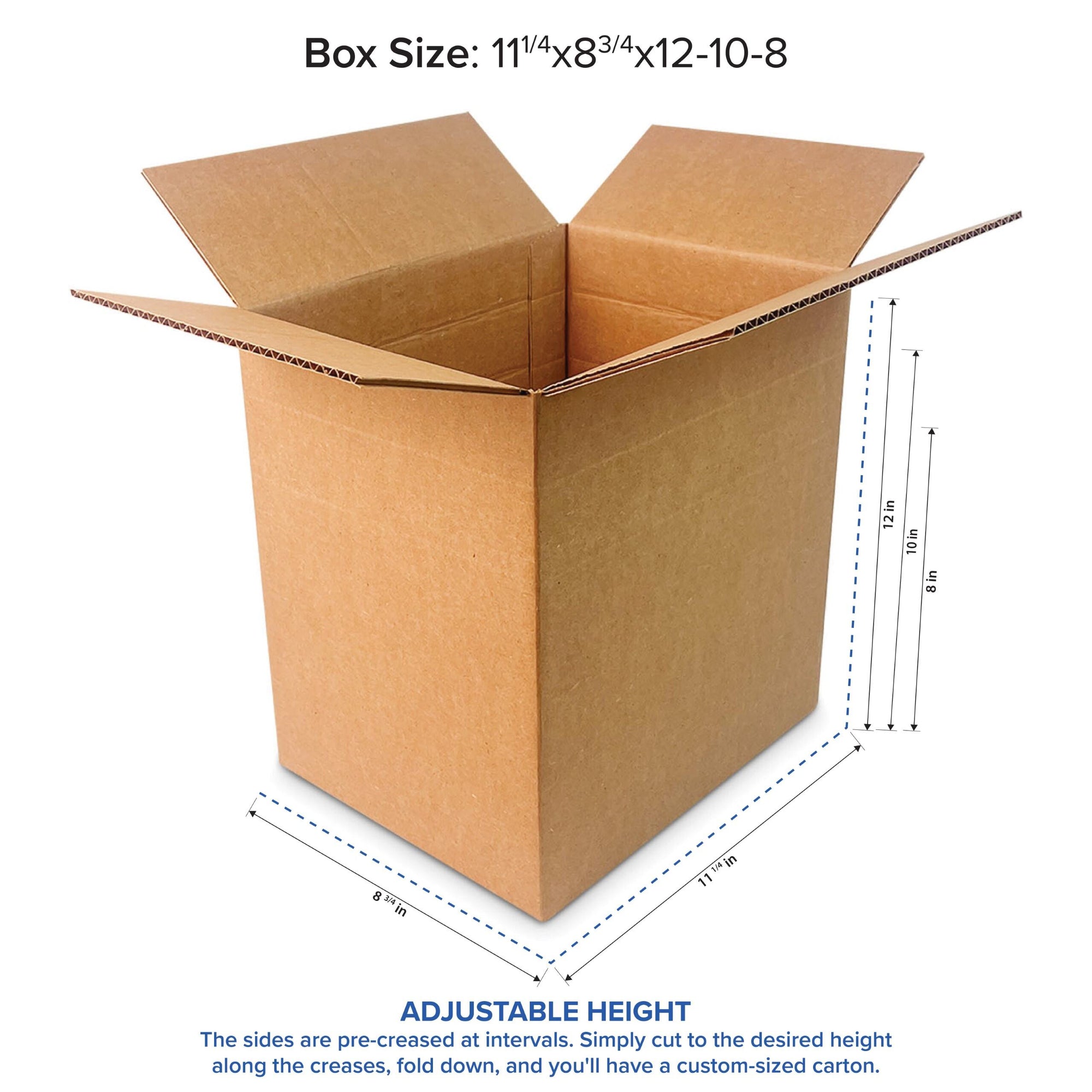 11.25x8.75x12-10-8 Corrugated Boxes (32 ECT-C) - 25 Pack