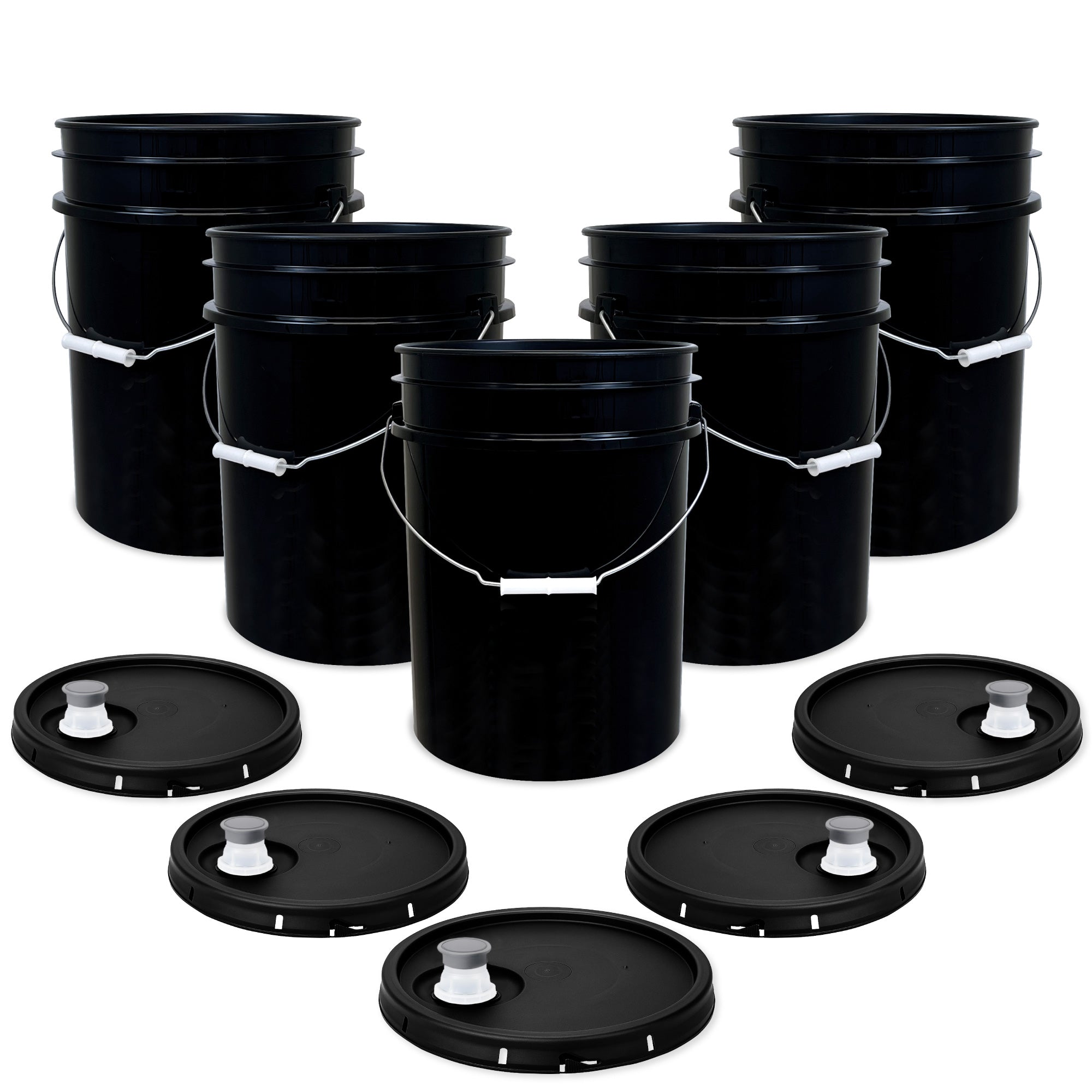 5 Gallon Food-Grade Bucket with Pour Spout Lid - 5 Pack (FREE SHIPPING*)