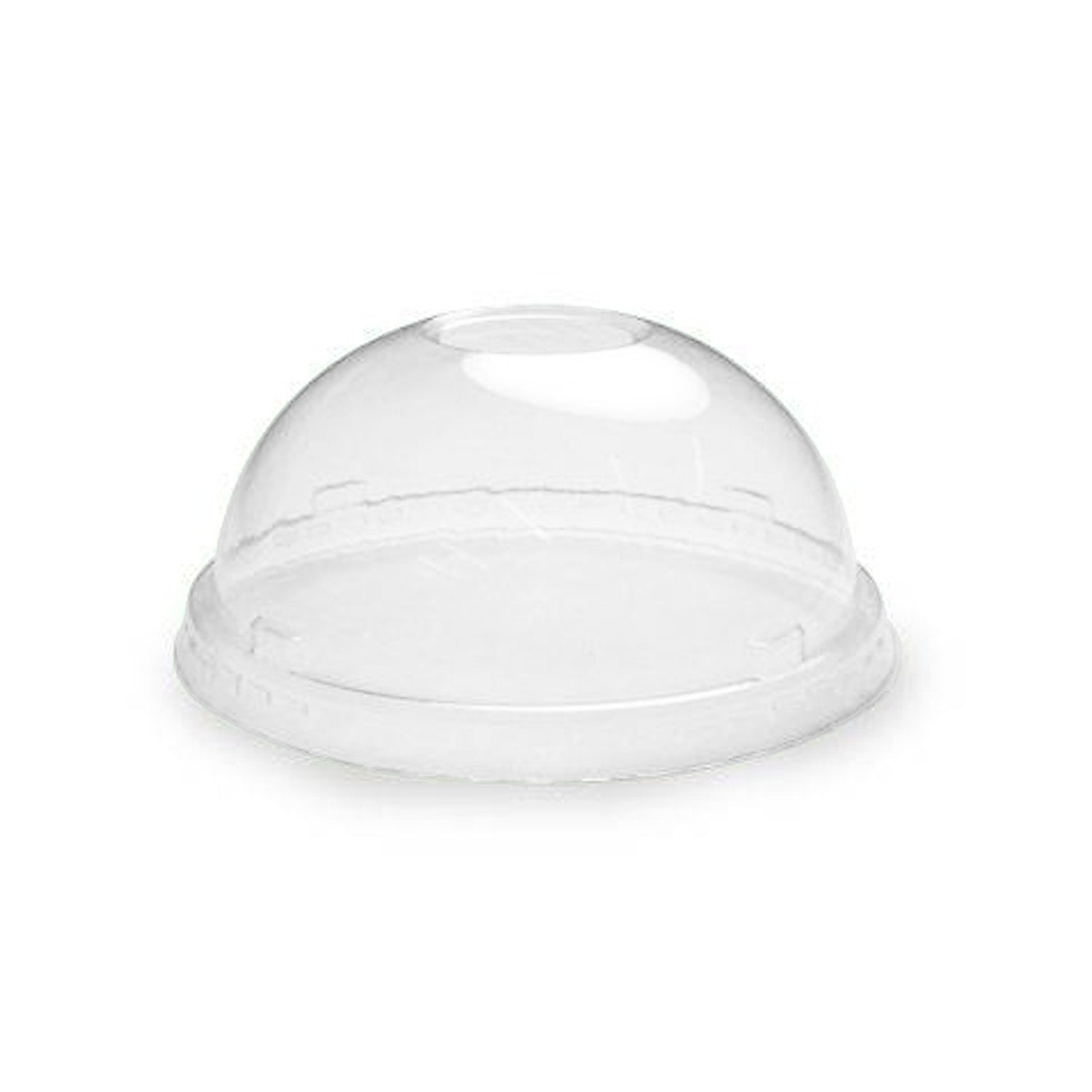 BPA-Free Clear Disposable Dome Lids (DLT314DOME) feature a 1" circular hole at the top, designed to fit cups or containers. Sold in cases of 1000.