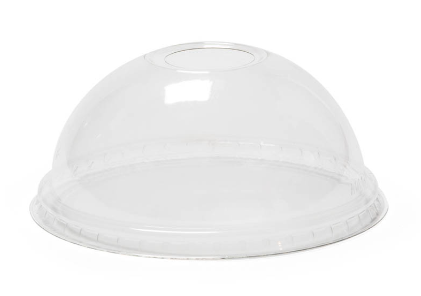 Clear Disposable Dome Lid with Wide Hole