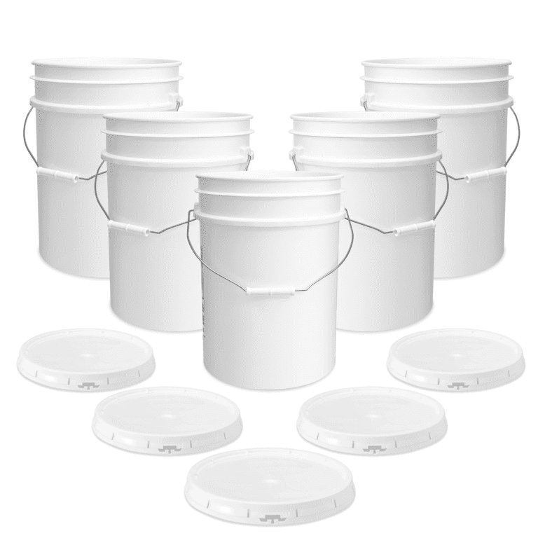 5 Gallon Food-Grade Bucket with Gasketed Tear Strip Lid - 5 Pack (FREE SHIPPING*)