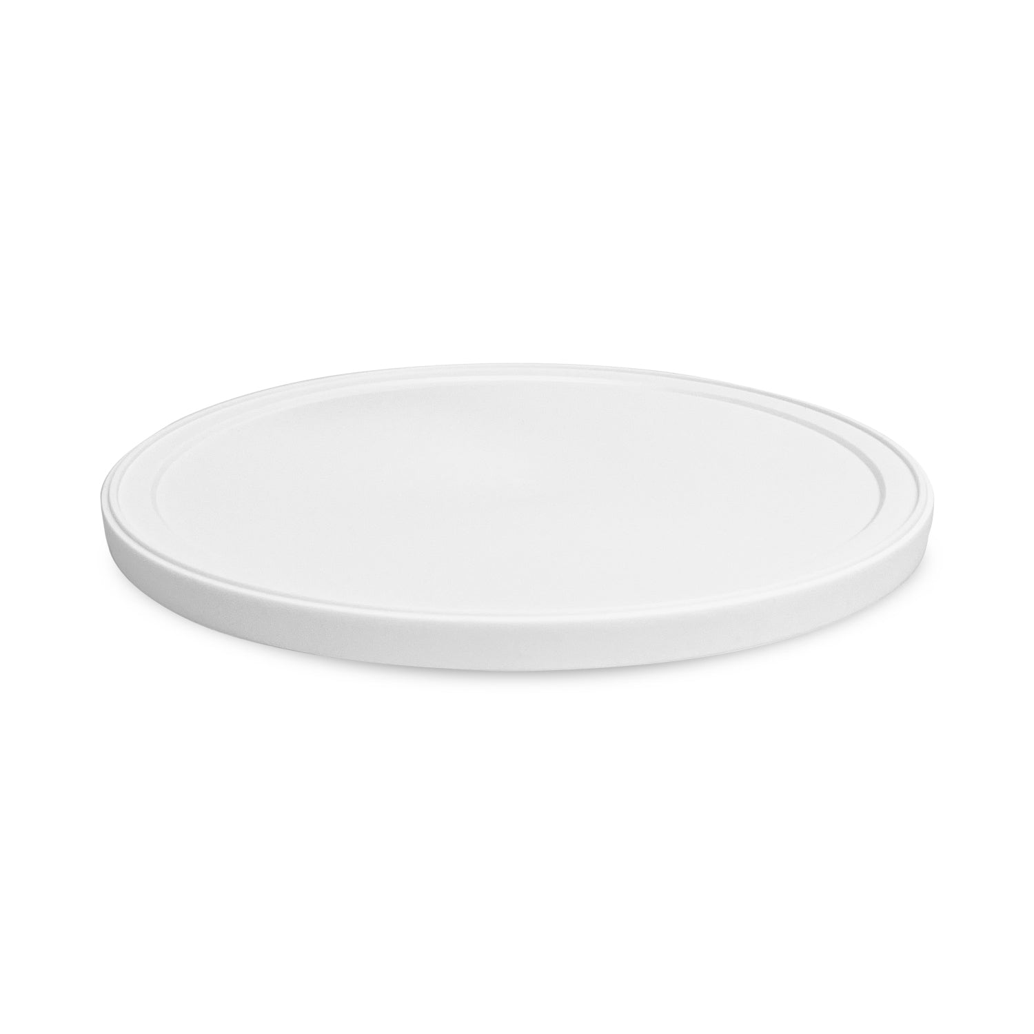 A BPA-Free Food-Grade Freezer-Safe Lid (L808) from a case of 240 is shown plain, round, and white, made of plastic and viewed at a slight angle against a white background.