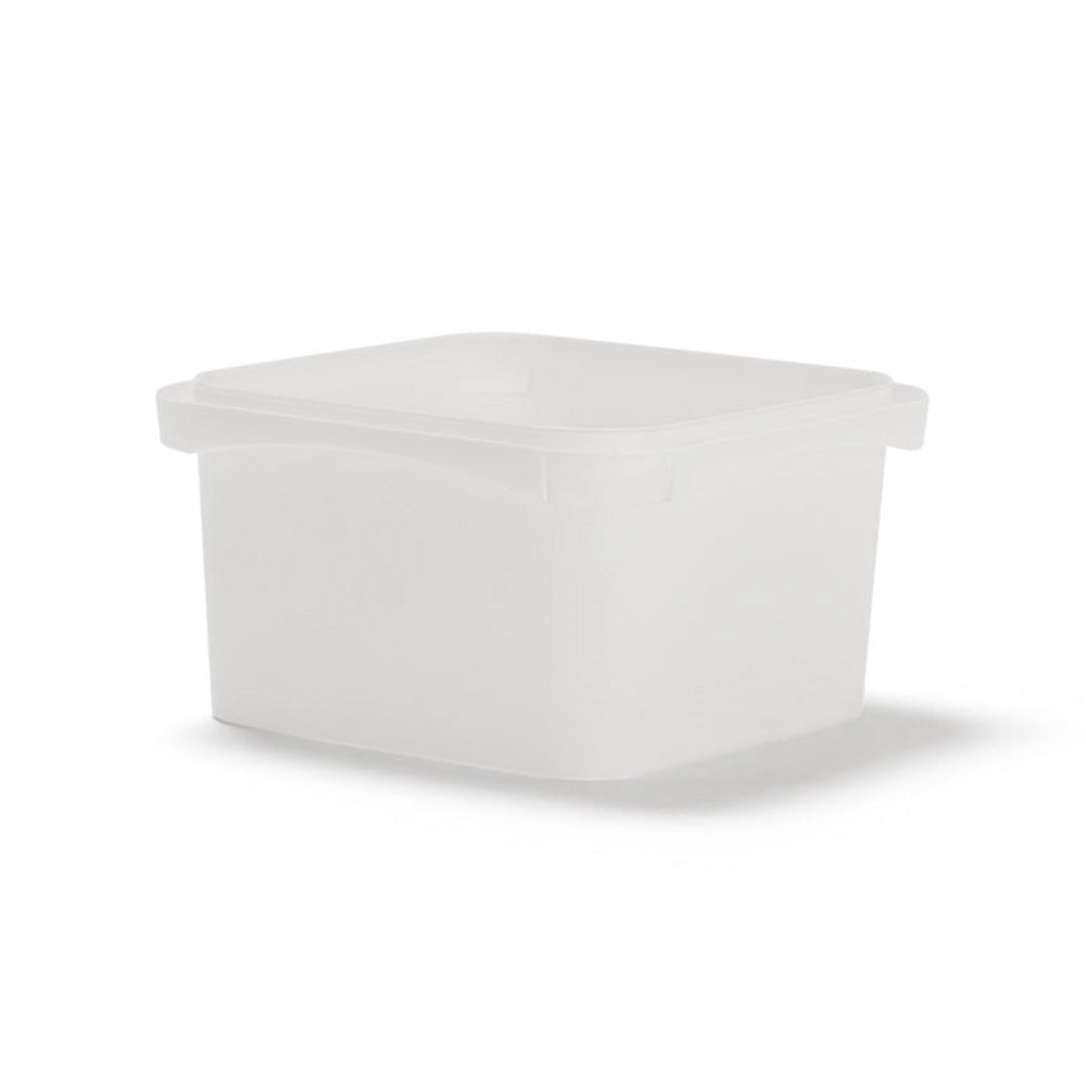 The 32 oz. BPA-Free Food-Grade SelecTE Tamper-Evident Square Clear Container (T5X532IMLCP) with matching lid is shown on a white background. Sold as a case of 408.
