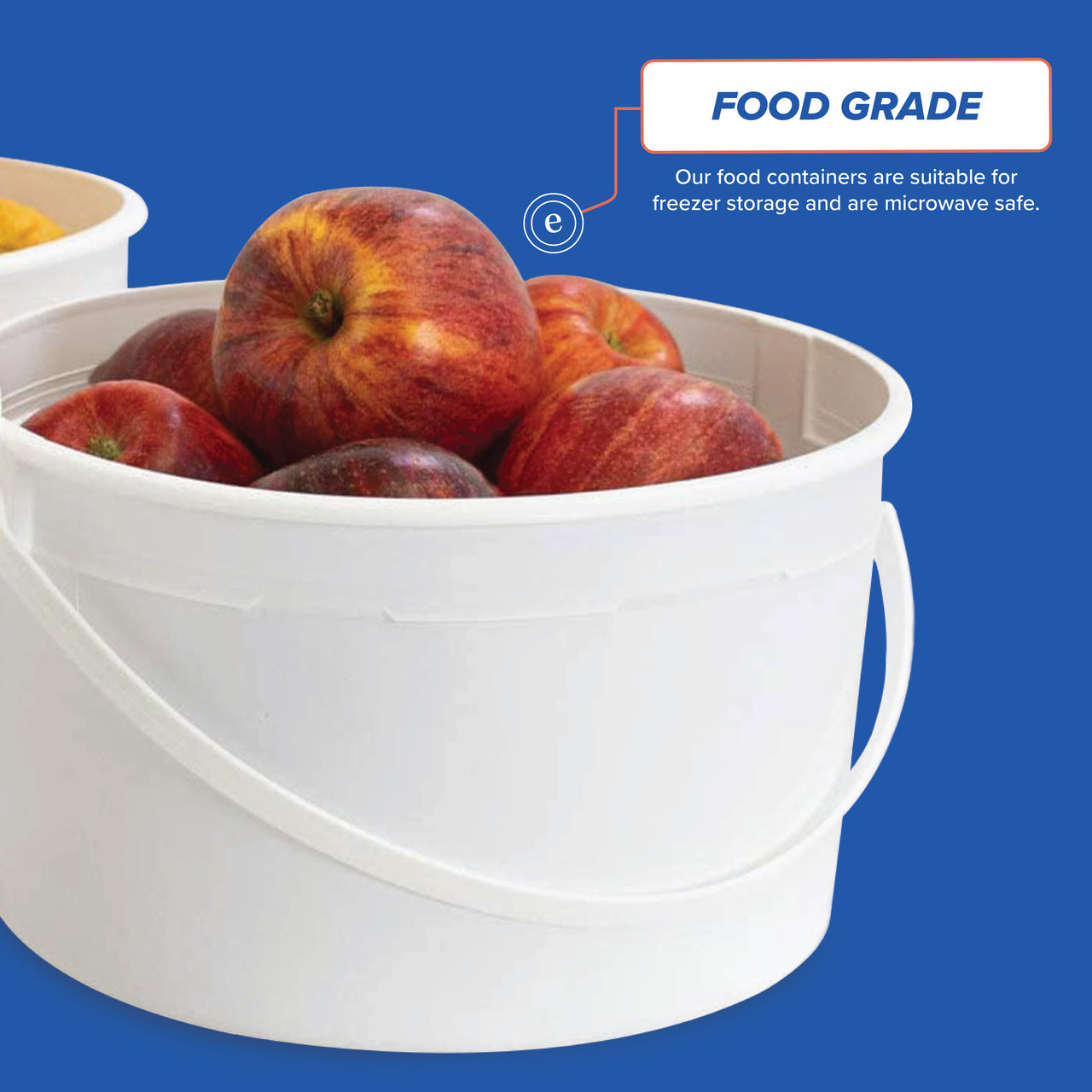 1 gal. BPA Free Food Grade Round Bucket with White Handle (T808128B)