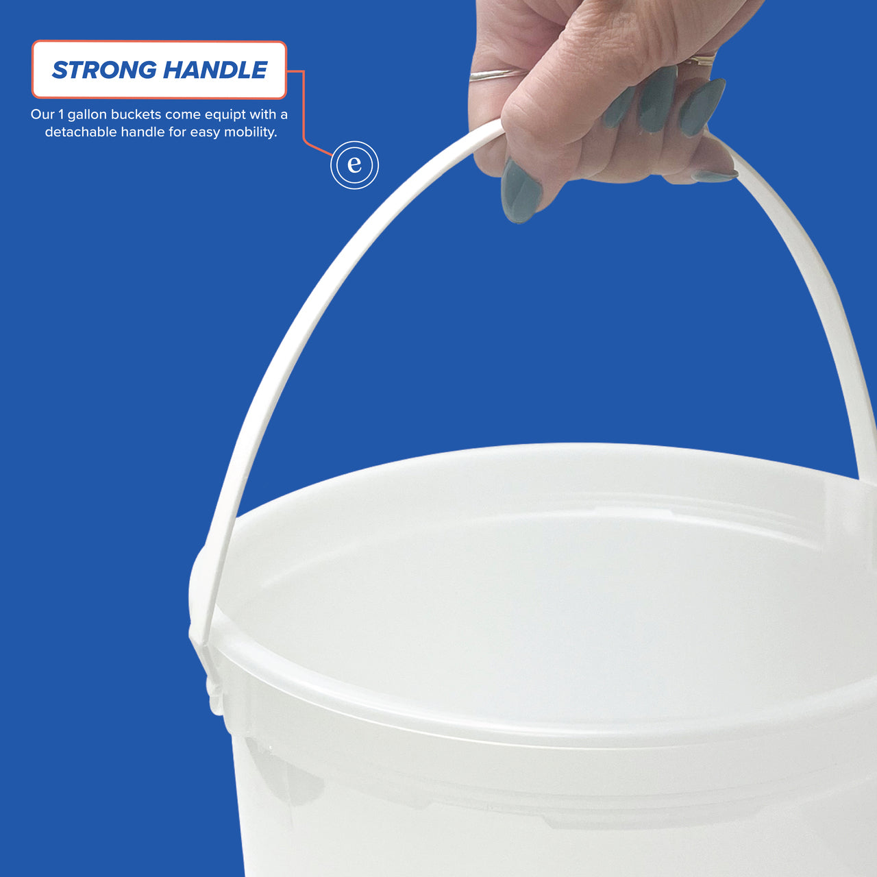 1 gal. BPA Free Food Grade Round Bucket with White Handle (T808128B)