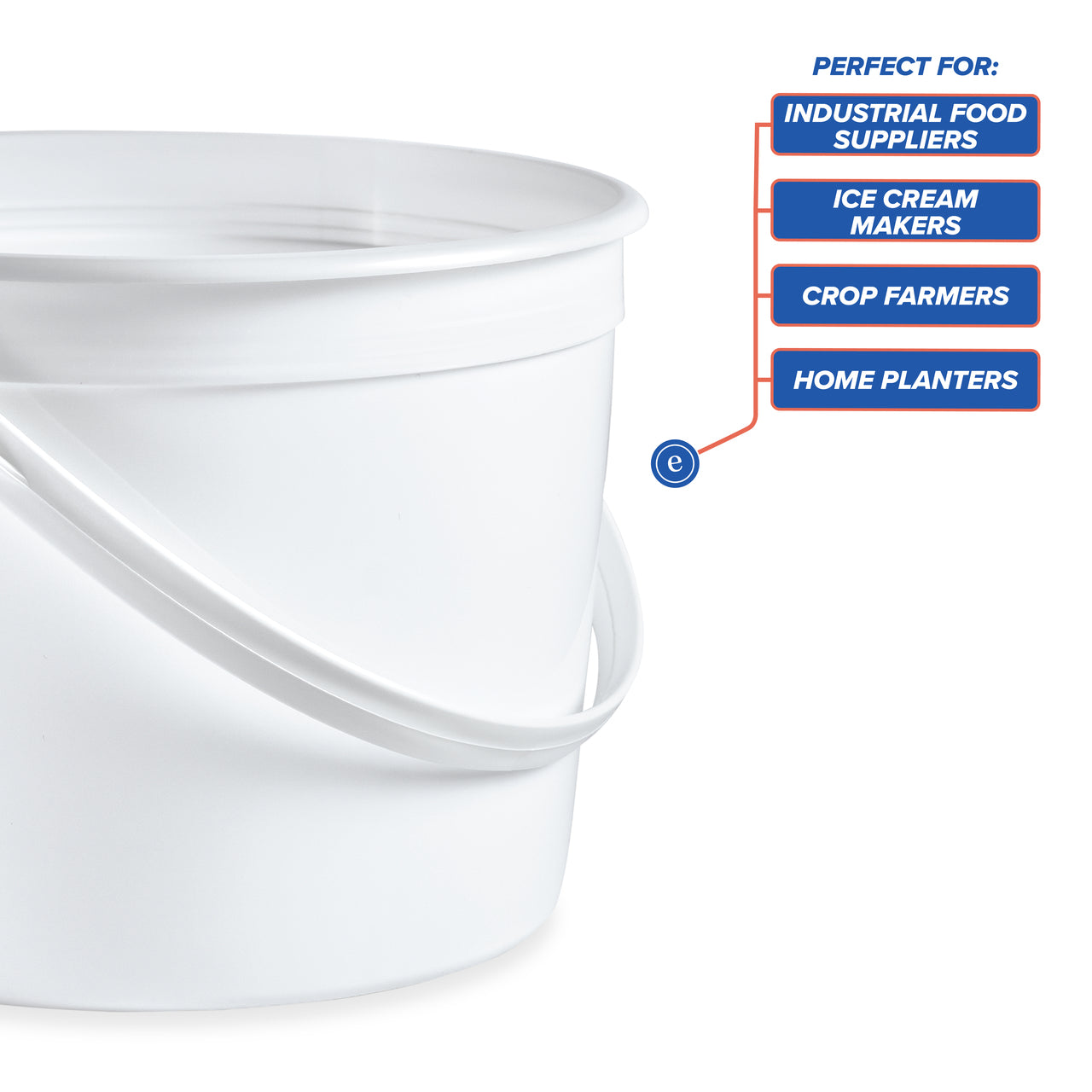 1 gal. BPA Free Food Grade Round Bucket with White Handle (T808128B)