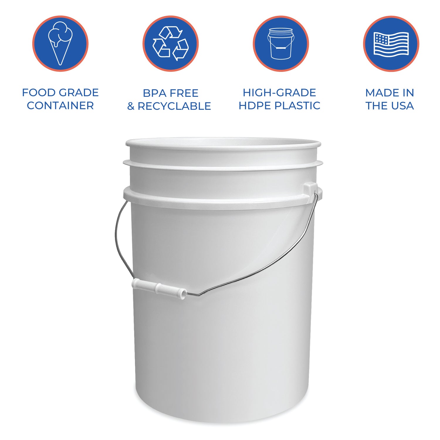 5 Gallon Bucket - BPA Free Food Grade (T40MW) - 1 Count