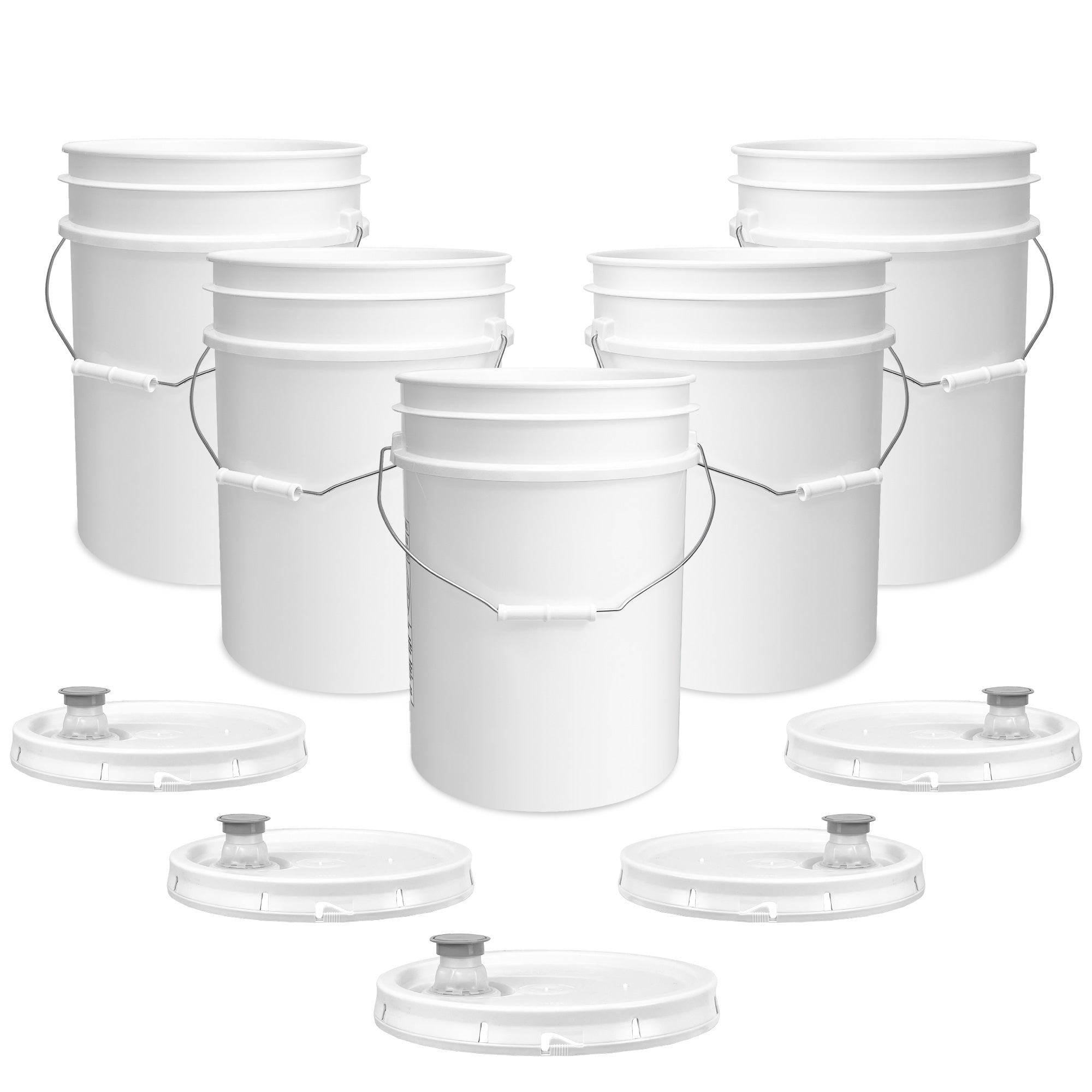 5 Gallon Food-Grade Bucket with Pour Spout Lid - 5 Pack (FREE SHIPPING*)