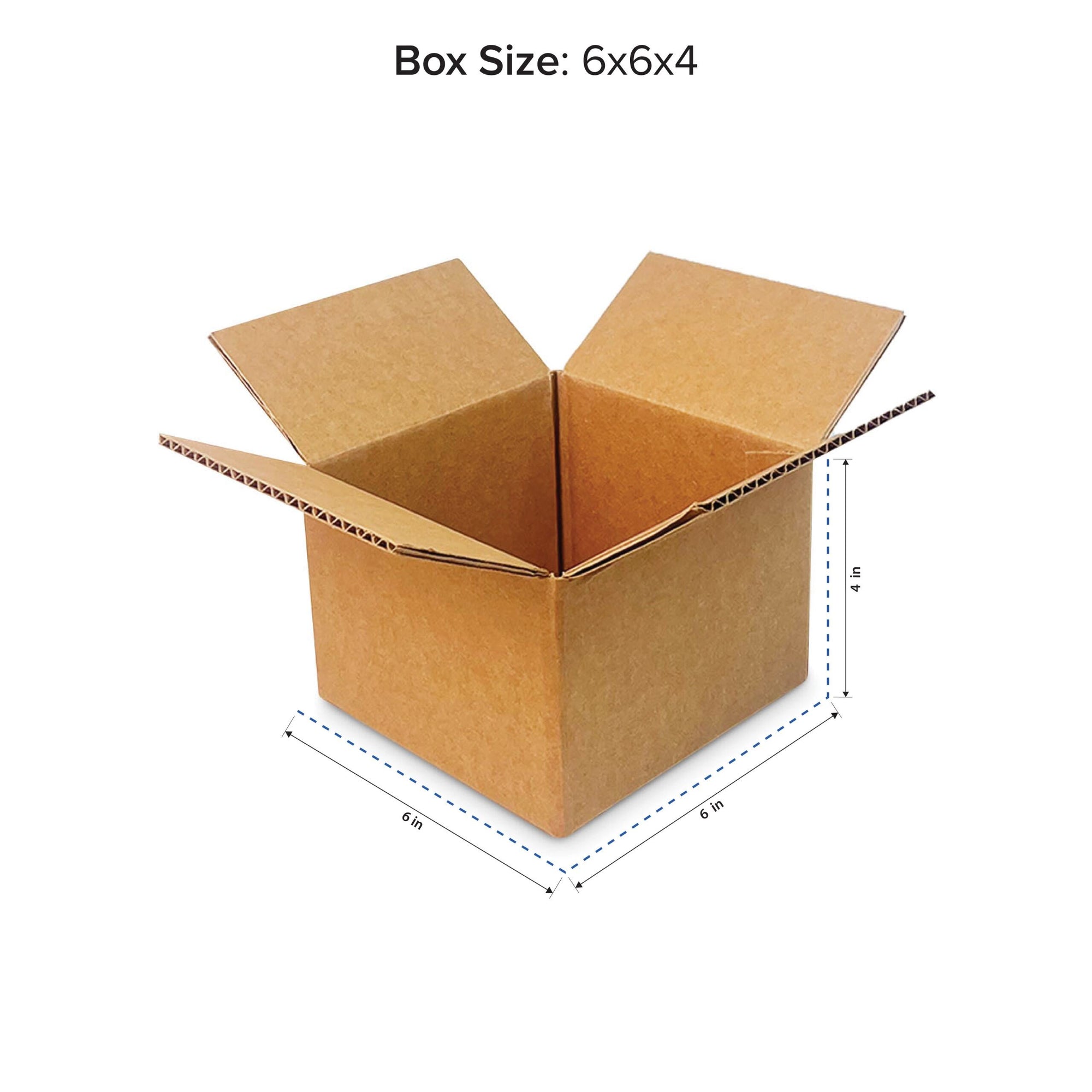 6x6x4 Corrugated Boxes (32 ECT-C) - 25 Pack