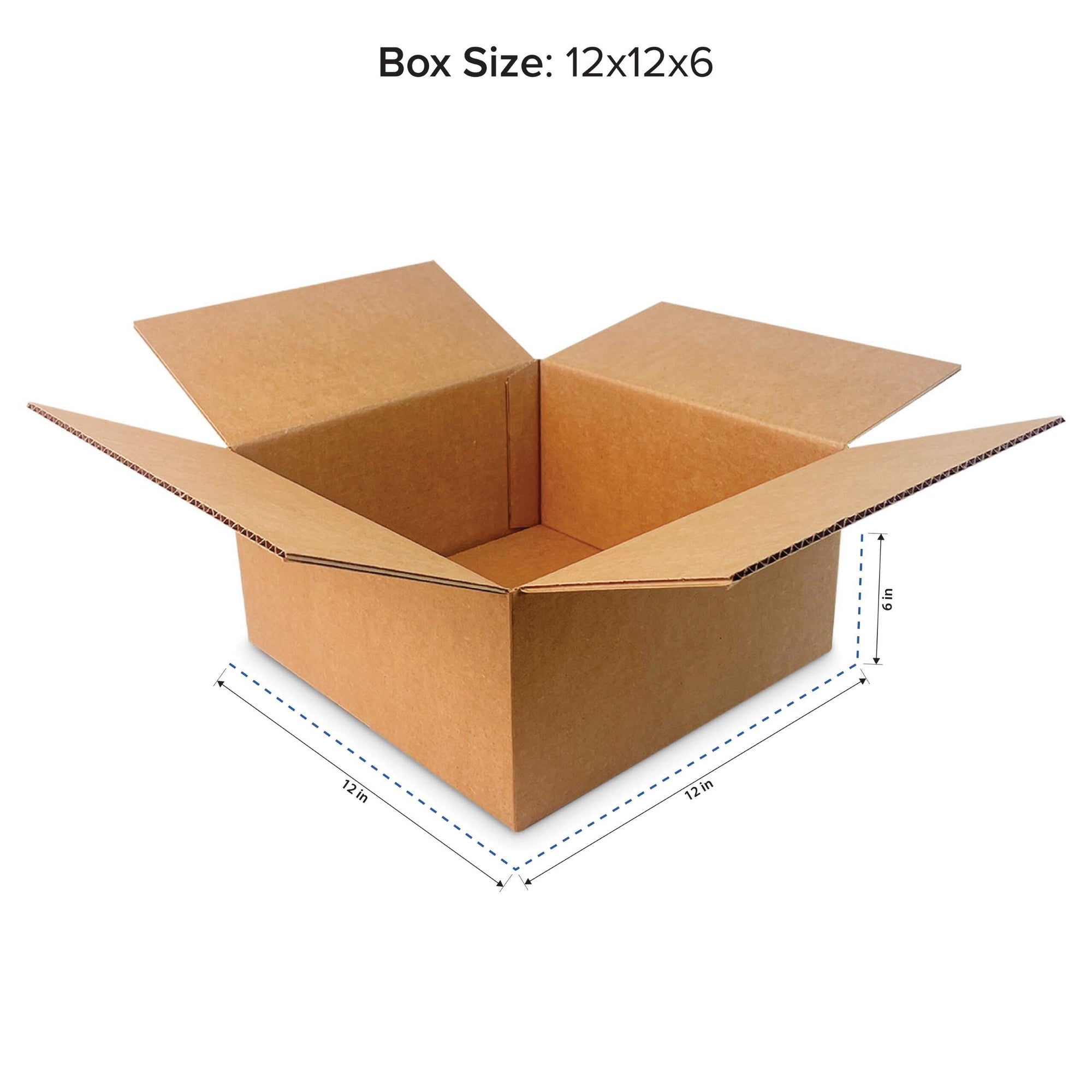 12x12x6 Corrugated Boxes (32 ECT-C) - 25 Pack