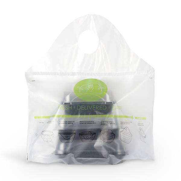 Tamper-Evident Delivery/Takeout Food Bags with Fresh Delivered Safe Print