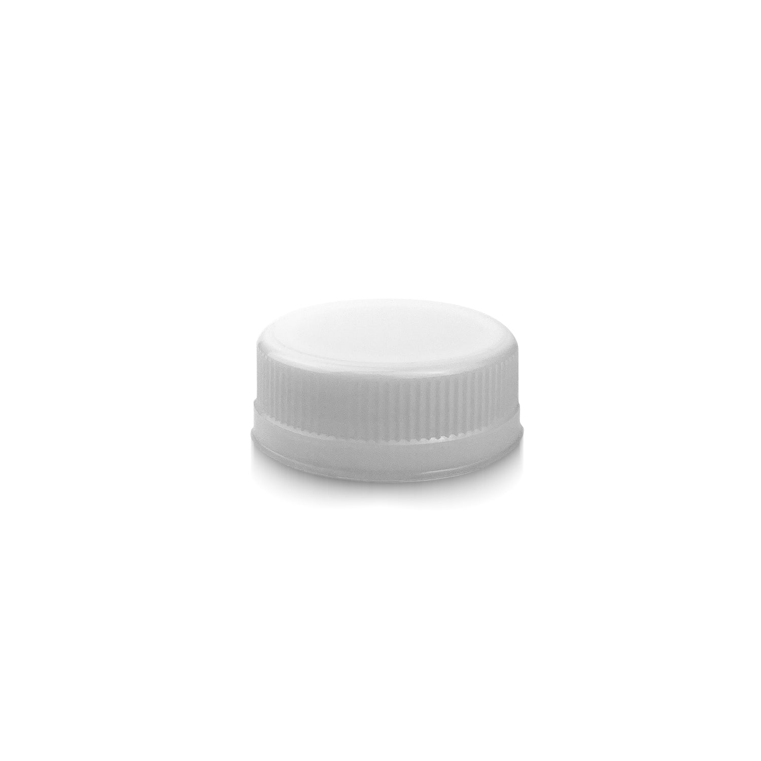 A close-up of a 38mm HDPE Tamper Evident Screw Cap with ridged sides, centered on a white background. Shown is one cap from the case of 100.
