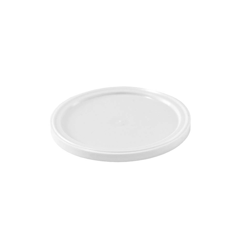 A BPA-Free Food-Grade Freezer-Safe Lid (L303), round and white, shown at a slight angle on a white background. Case of 1500.