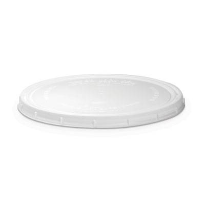 A white, round BPA-Free Food-Grade Vapor Lock Pry-Off Lid (L411VL) with a slightly raised edge, shown against a plain white background; sold as a case of 500.