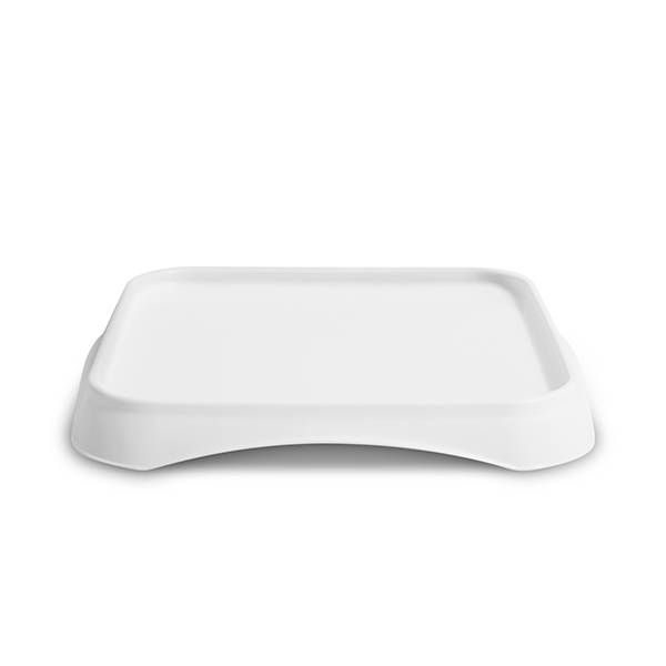 A case of 1200 BPA-Free Food-Grade SelecTE Tamper-Evident Square Lids (L4X4IMLCP), white with slightly raised edges and a curved cutout on one side, shown on a plain white background.