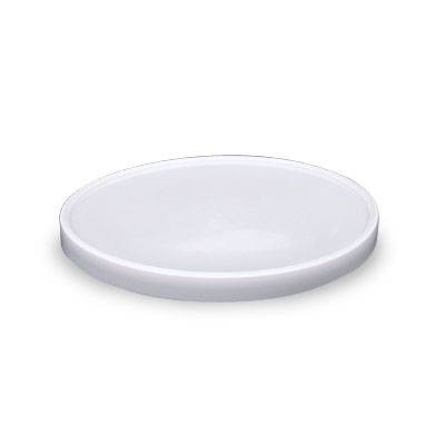 A set of BPA-free, food-grade recessed lids (L700R), round and white with slightly raised edges, sold as a case of 150.