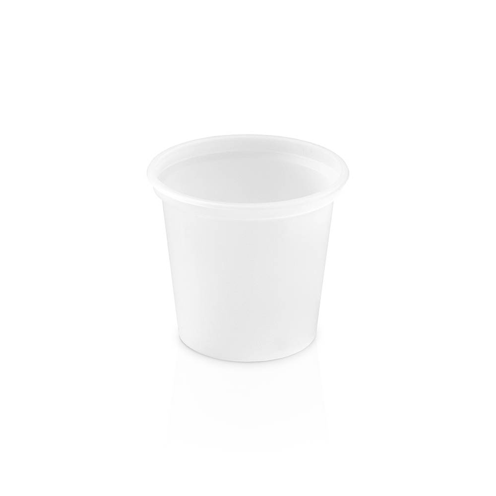 A 6 oz. BPA-Free Food-Grade Container (T30206CP), shown empty with a slightly flared rim on a white background; sold as a case of 1560.