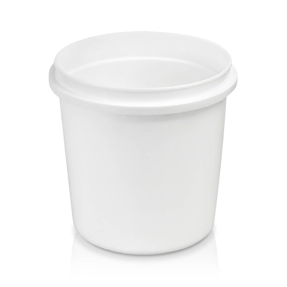 The 16 oz. BPA-Free Food-Grade Pry-Off Container (T31116PR) is a white, wide-mouth plastic container with a flared rim, shown empty on a white background. Sold in cases of 500.