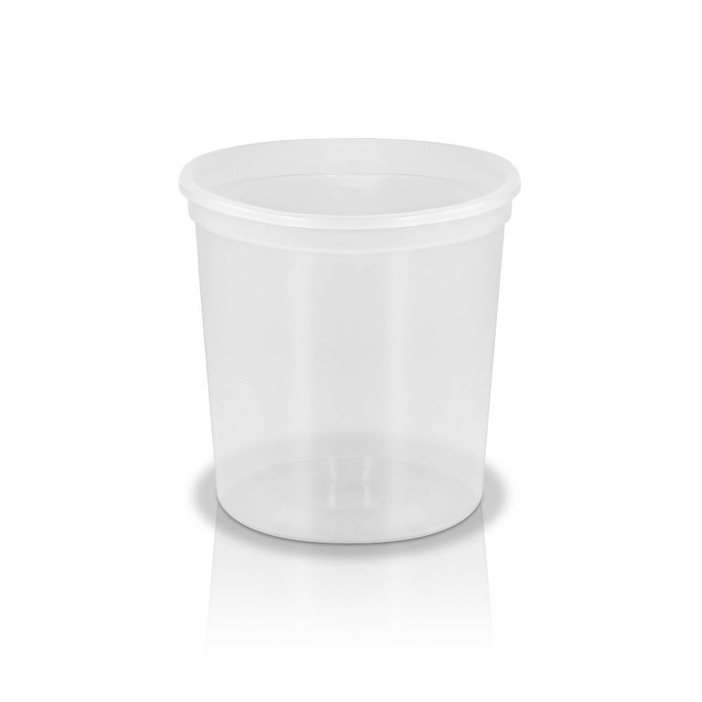 A 16 oz. BPA-free, food-grade, freezer-safe container (T31416FCP), sold in a case of 600, shown empty with a wide opening and no lid on a white background.
