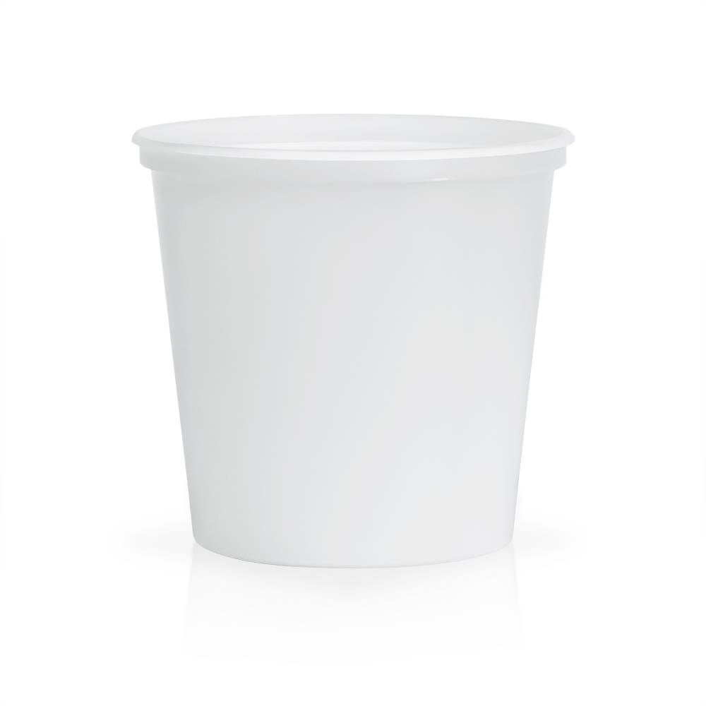 A 24 oz. BPA-free food-grade cylindrical plastic container (T41024CP) with a slightly flared rim, shown on a white background. Sold by the case of 500.